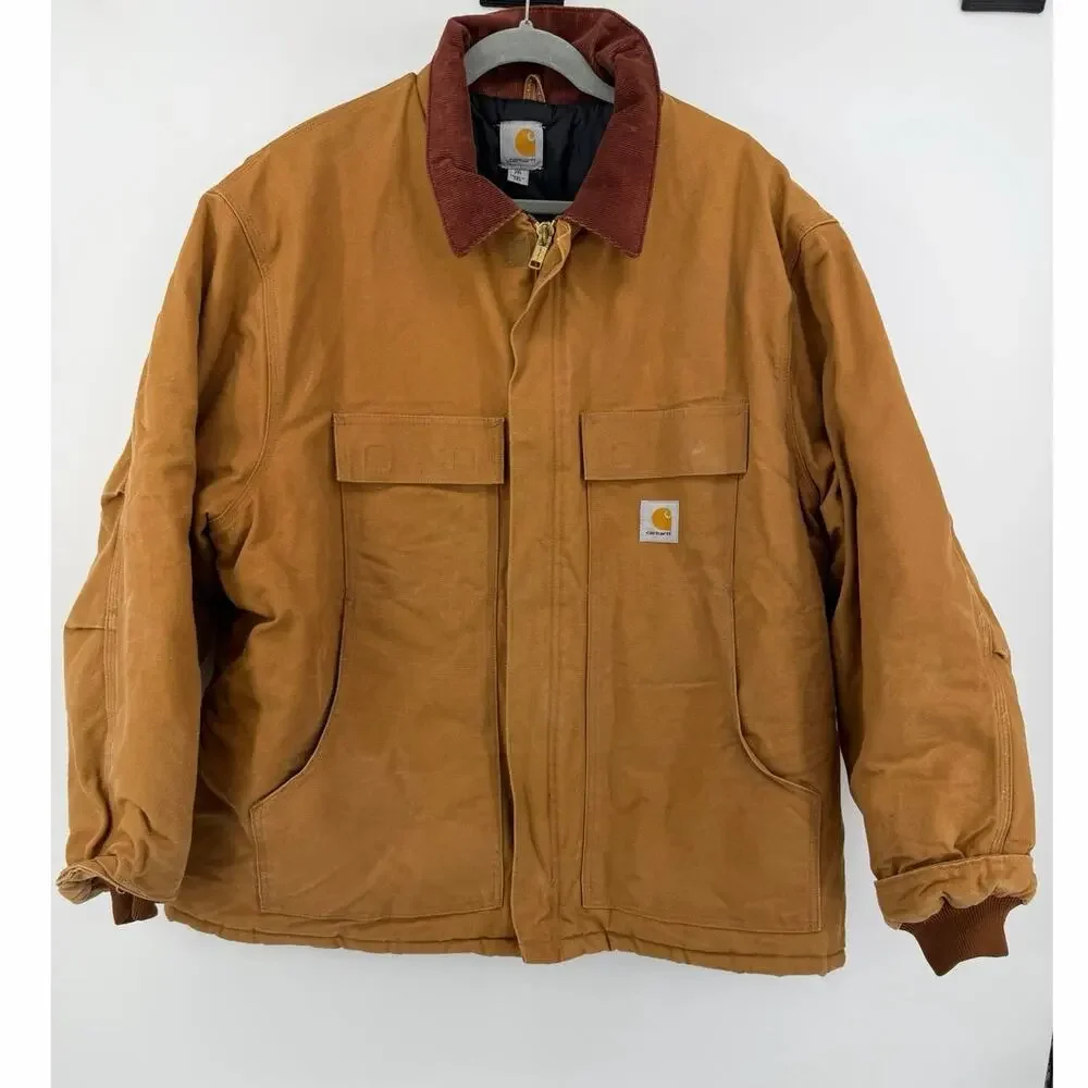 Cotton duck canvas jacket, Carhartt, quilted lined with corduroy collar